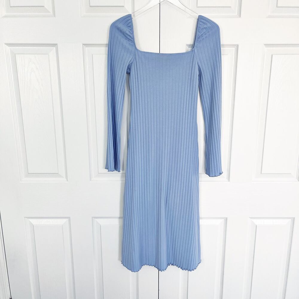 Lisa Says Gah Roya Blue Ribbed Midi Square Neck Romatic Fairycore Whimsical - Picture 10 of 12